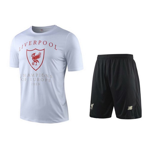 Camiseta de Entrenamiento Liverpool Conjunto Completo 2019 2020 Blanco Negro Rojo